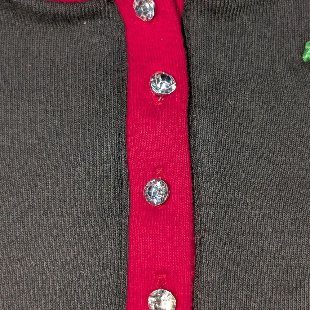 Quacker Factory Cherry Embroidered Top with Rhinestone buttons - Picture 3 of 4